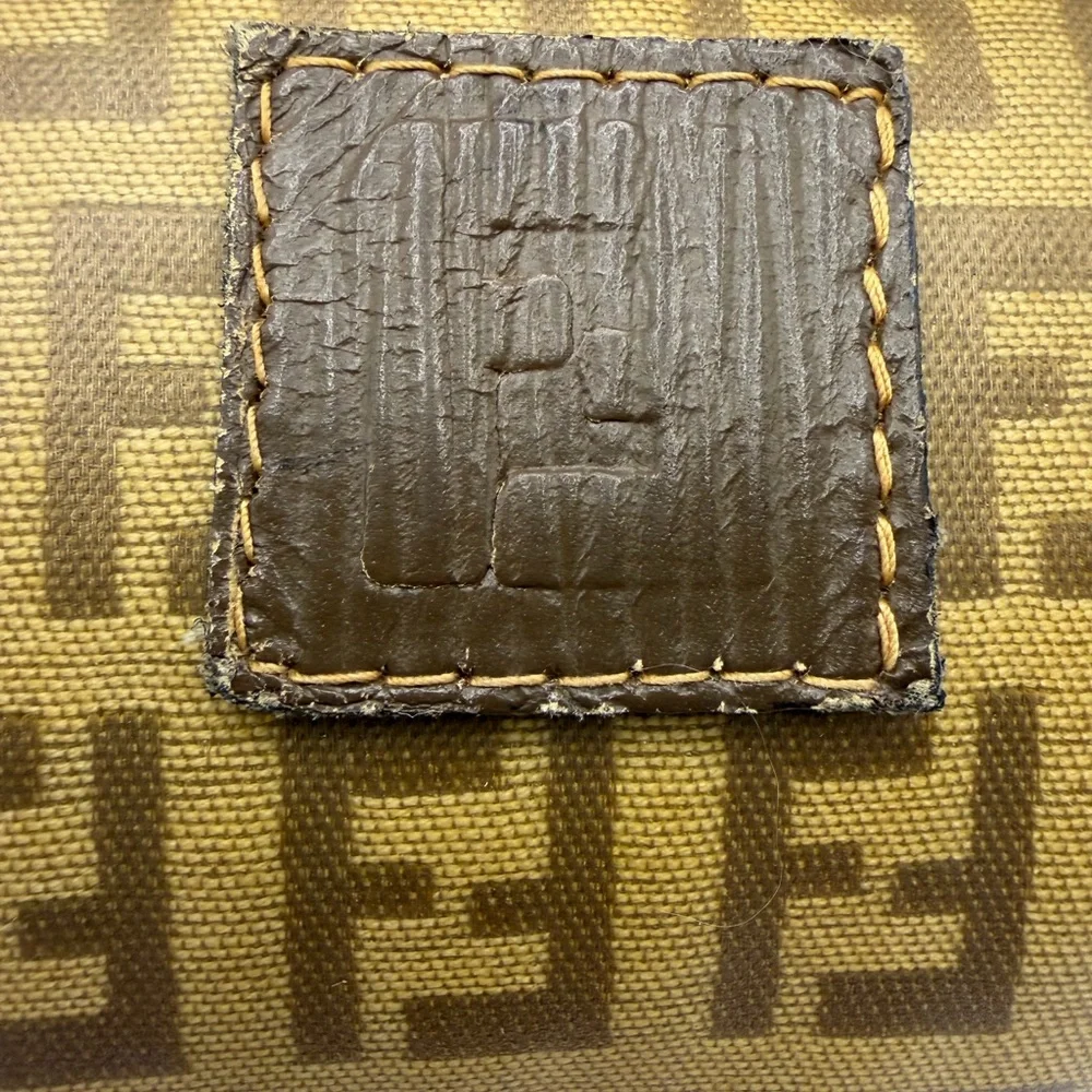 Fendi FF Logo Cosmetic Pouch in Brown and Tan - Picture 4 of 11